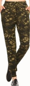 ShoSho Olive Tie-Dye Print Womens Jogger Athletic